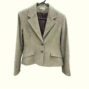 Tristan & Iseut Fitted Light  Gray/Brown Blazer, Lightly Padded Shoulders